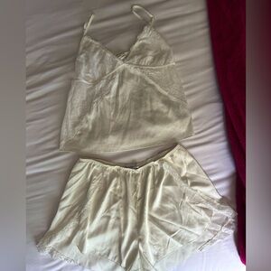 Abercrombie & Fitch Cream Lace Pajama Set